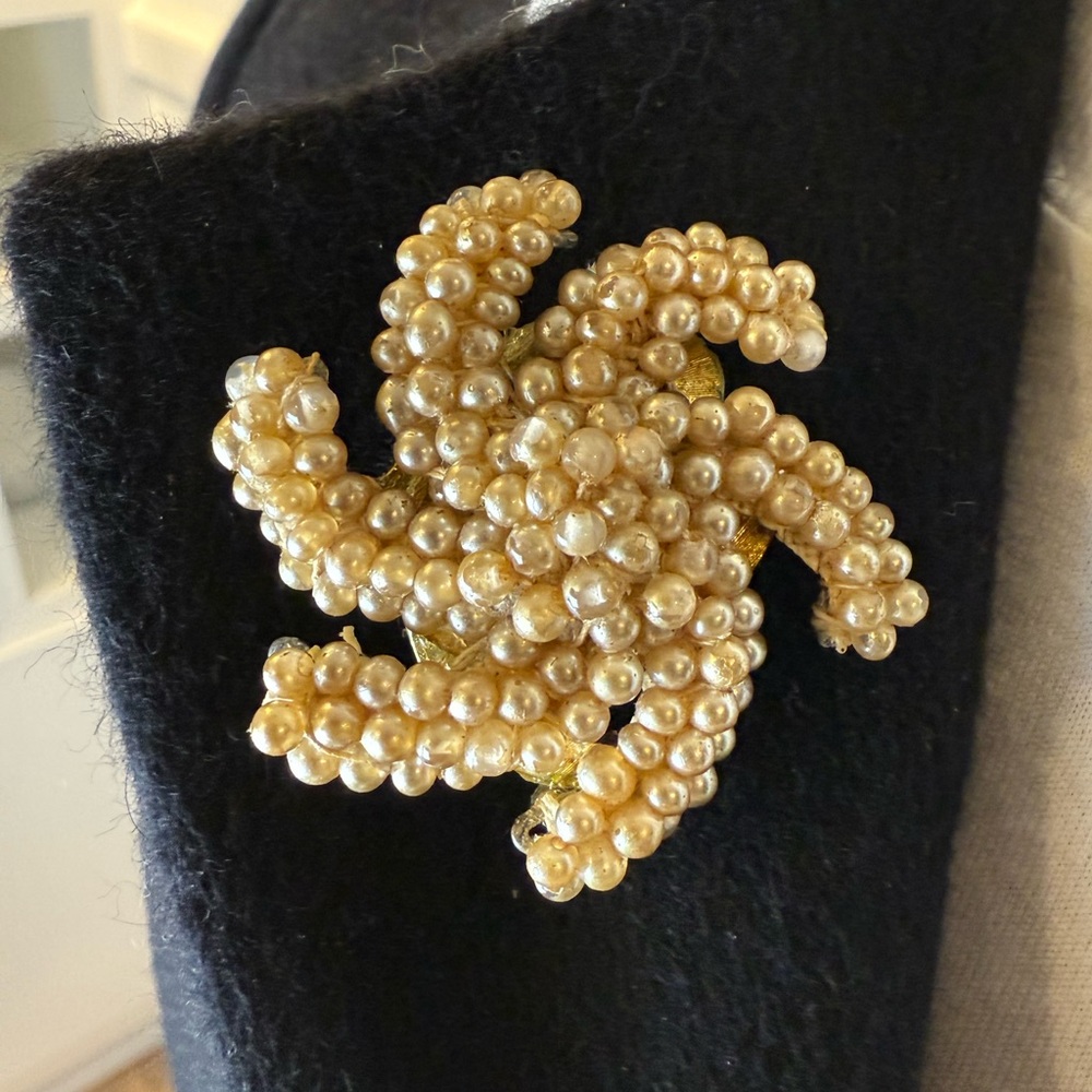 Vintage Golden Pearl Star Brooch, Mamselle,1960’s